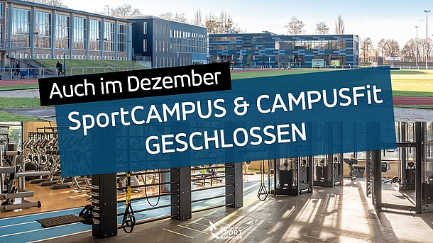 Der Sportcampus und das Campusfit mit einer Infoaufschrift.