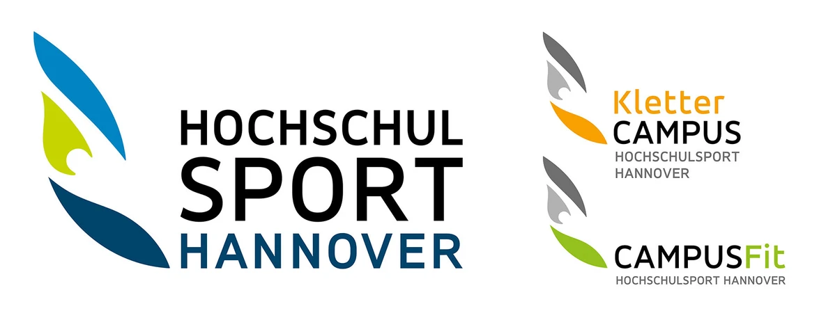 Logos des Hochschulsports, des KletterCAMPUS und des CAMPUSFit.