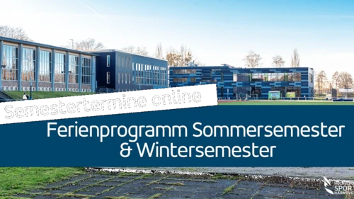 Der Sportcampus mit einer Infoaufschrift.