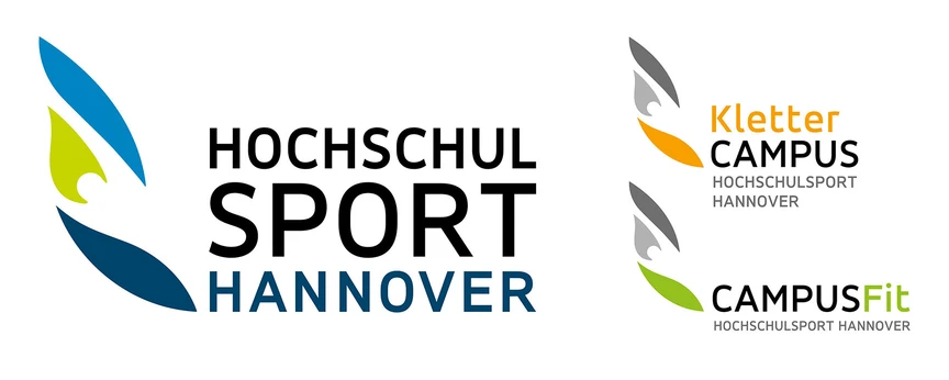 Logos des Hochschulsports, des KletterCAMPUS und des CAMPUSFit.